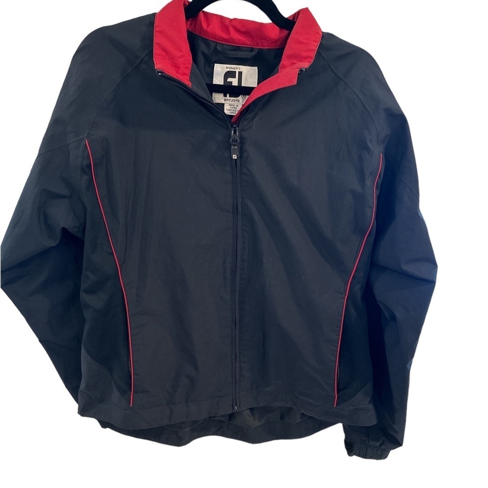 DryJoys by FootJoy Women’s Golf Jacket Black w Red trim Medium Excellent